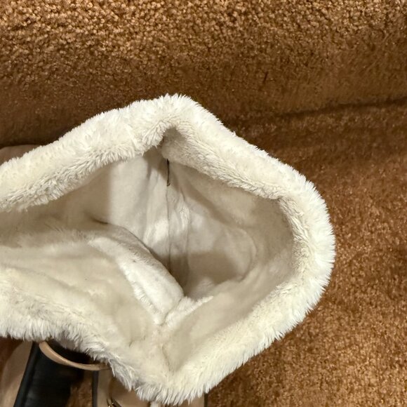 Vaneli Suede Booties with Faux Fur Trim, Tan/Cream, Sz 8N - Picture 10 of 11